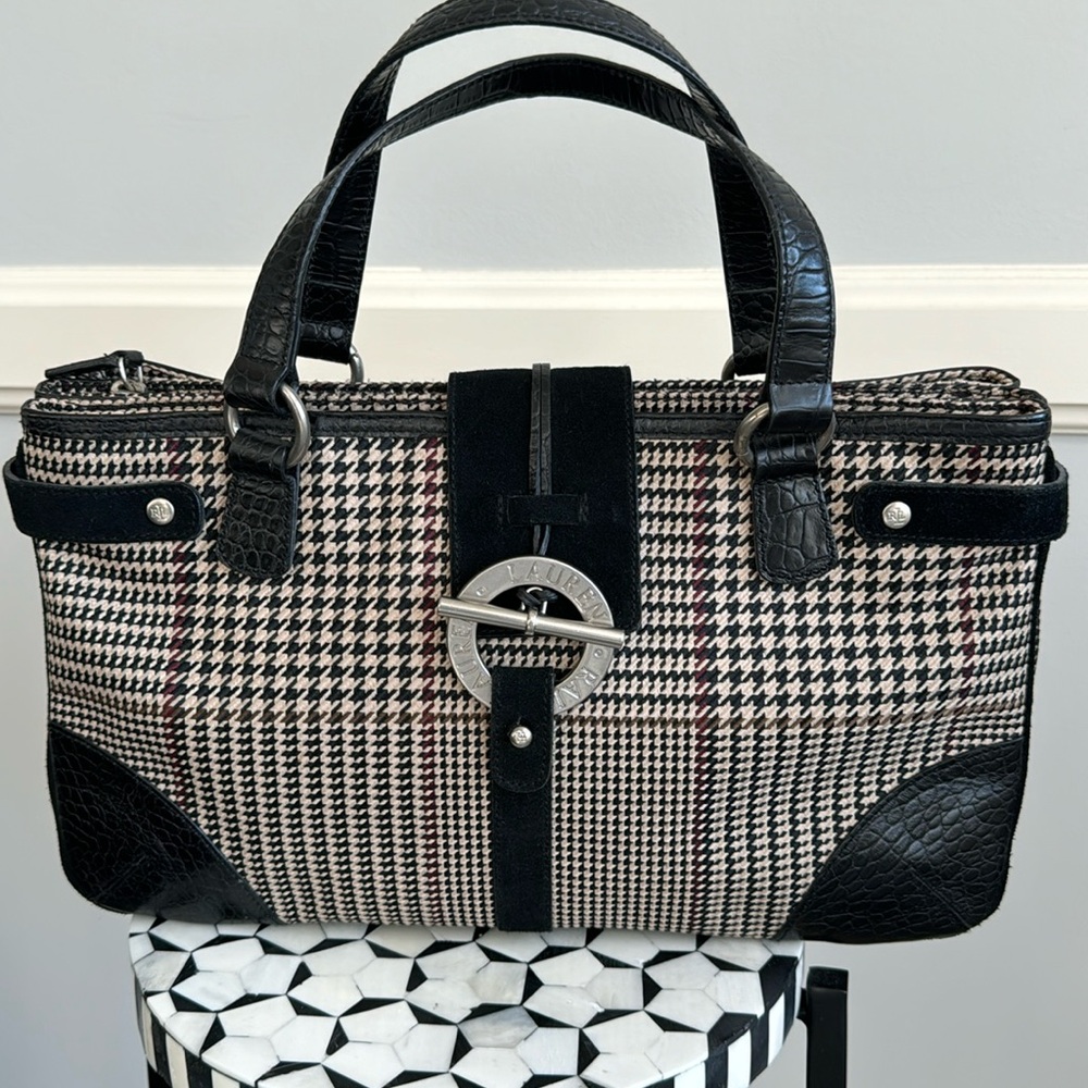 Ralph Lauren Canvas Tweed Patterned Handbag